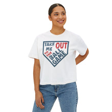 Load image into Gallery viewer, Take Me Out To The Ball Game Comfort Colors Boxy Tee — Women's Crop Baseball Mom Shirt
