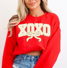 Load image into Gallery viewer, XOXO Bow Faux Latch Hook Clear Film DTF Transfer | Adult and Youth (325 HOT Peel)