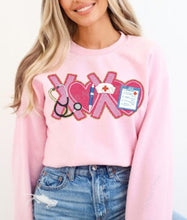 Load image into Gallery viewer, XOXO Nurse Faux Latch Hook Yarn Clear Film DTF Transfer (325 HOT Peel)