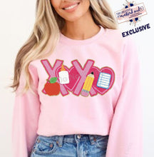 Load image into Gallery viewer, XOXO Teacher Faux Latch Hook Yarn Clear Film DTF Transfer (325 HOT Peel)