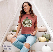 Load image into Gallery viewer, PO SHIPS 10/6 Screen Print Transfer | Thankful Cream and Gold Pumpkin (HIGH HEAT)