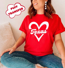Load image into Gallery viewer, PO SHIPS 2/1 Screen Print Transfer | Texas Heart PUFF