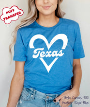 Load image into Gallery viewer, PO SHIPS 2/1 Screen Print Transfer | Texas Heart PUFF