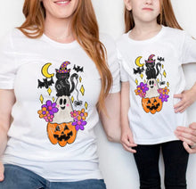 Load image into Gallery viewer, RTS Stacked Halloween Pumpkin Ghost Cat | Clear Film Screen Print Transfer | Adult and Youth (325 HOT Peel)