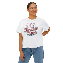 Load image into Gallery viewer, Baseball Mama Comfort Colors Boxy Tee — Women's Crop Vintage Baseball Mom Shirt
