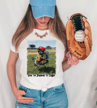 Load image into Gallery viewer, Baseball Mom Racoon DTF Transfer (325 HOT Peel)
