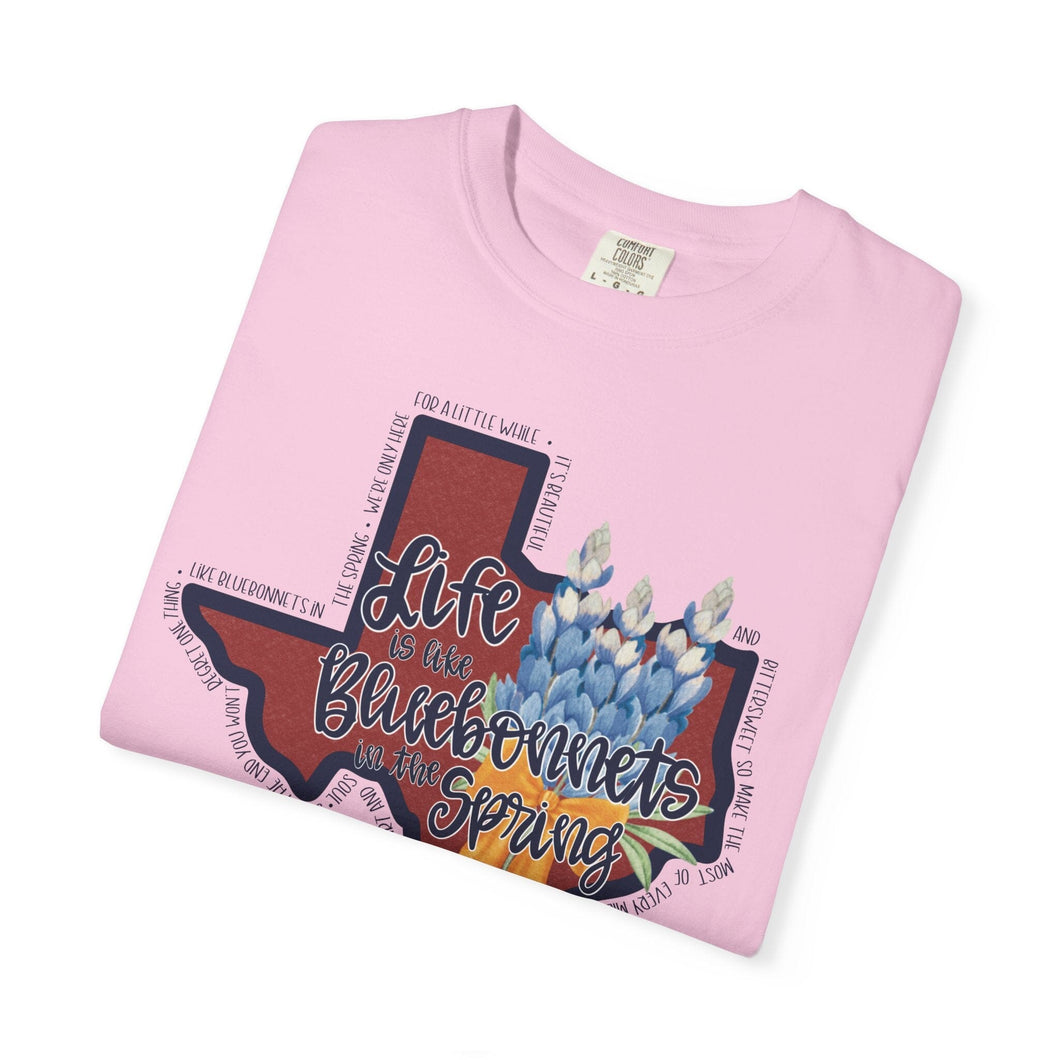 Bluebonnets Texas Watercolor Texas Comfort Colors T-shirt Unisex Tee, Flood Relief Fundraising Shirt, Donations, Texas Support Apparel, Unisex Tee