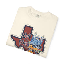 Load image into Gallery viewer, Bluebonnets Texas Watercolor Texas Comfort Colors T-shirt Unisex Tee, Flood Relief Fundraising Shirt, Donations, Texas Support Apparel, Unisex Tee
