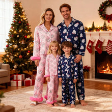 Load image into Gallery viewer, Christmas Family Matching Pajamas Sets Parent-child Santa Claus Print Button Shirts Pants Xmas Family Look Pajamas Loungewear
