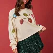 Load image into Gallery viewer, Christmas Sequins Sweatshirt Women's Light String Drop Shoulders Round Neck Long Sleeve Pullover Tops Party Clothing
