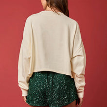 Load image into Gallery viewer, Christmas Sequins Sweatshirt Women's Light String Drop Shoulders Round Neck Long Sleeve Pullover Tops Party Clothing
