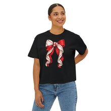 Load image into Gallery viewer, Coquette Baseball Bow Comfort Colors Boxy Tee — Women's Crop Baseball Mom Shirt
