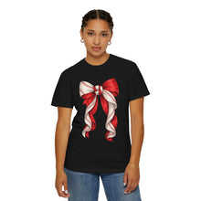 Load image into Gallery viewer, Coquette Baseball Bow Comfort Colors T-Shirt- Baseball Mom
