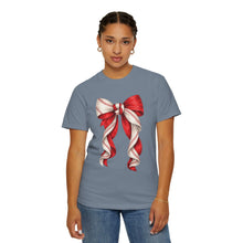 Load image into Gallery viewer, Coquette Baseball Bow Comfort Colors T-Shirt- Baseball Mom
