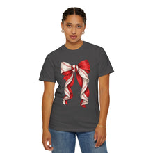 Load image into Gallery viewer, Coquette Baseball Bow Comfort Colors T-Shirt- Baseball Mom
