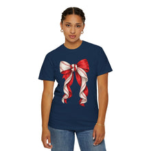 Load image into Gallery viewer, Coquette Baseball Bow Comfort Colors T-Shirt- Baseball Mom
