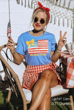 Load image into Gallery viewer, Coquette God Bless The USA and Yellow Bow Clear Film DTF Transfer | Adult | Youth (325 Hot Peel)
