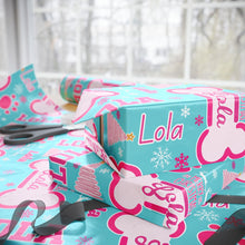 Load image into Gallery viewer, Custom Pet Christmas Dog Bone Festive Wrapping Paper- Personalized Pet Photo + Name, Christmas Gift Wrap, Personalized Wrapping Paper
