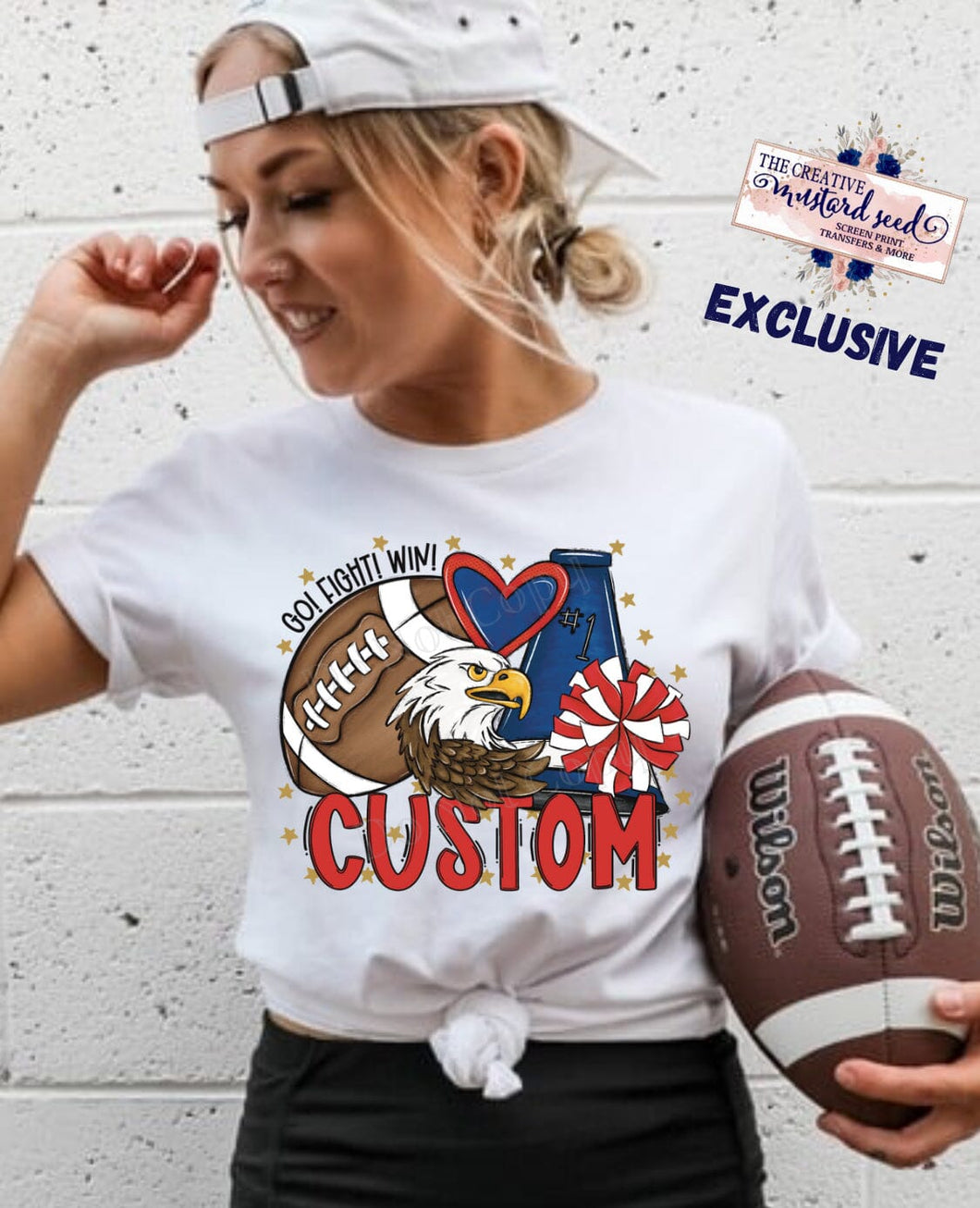 Customizable Football Cheer Mascot DTF Transfer (300 HOT PEEL) | Ships 3-7 Business Days