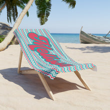 Load image into Gallery viewer, Customizable Retro Chevron Beach Towel - Coquette, Preppy Girl, Bridal Gift, Personalized Pool Towel, Summer Towel
