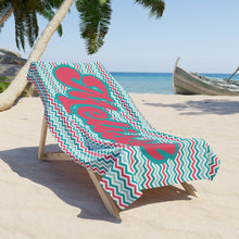 Load image into Gallery viewer, Customizable Retro Chevron Beach Towel - Coquette, Preppy Girl, Bridal Gift, Personalized Pool Towel, Summer Towel
