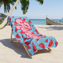 Load image into Gallery viewer, Customizable Retro Watermelon Beach Towel - Custom Coquette Personalized Summer Pool Bridal Gift, Preppy Girl Towel
