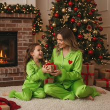 Load image into Gallery viewer, Family Pajamas Matching Pajamas Sets Heart Print Neck Long Sleeve Button Down Shirt Tops and Pants Loungewear
