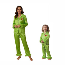Load image into Gallery viewer, Family Pajamas Matching Pajamas Sets Heart Print Neck Long Sleeve Button Down Shirt Tops and Pants Loungewear

