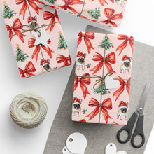 Load image into Gallery viewer, French Bulldog and Red Bow Christmas Festive Wrapping Paper, Christmas Gift Wrap, Holiday Decor, Unique Gift Presentation, Seasonal Wrapping Supplies

