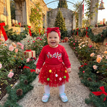 Load image into Gallery viewer, Girls Christmas Clothing Outfits Long Sleeve Embroidery Pullover Sweatshirts Tulle Skirts Headband | Infant Toddler Girls
