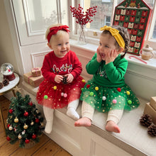 Load image into Gallery viewer, Girls Christmas Clothing Outfits Long Sleeve Embroidery Pullover Sweatshirts Tulle Skirts Headband | Infant Toddler Girls
