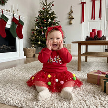 Load image into Gallery viewer, Girls Christmas Clothing Outfits Long Sleeve Embroidery Pullover Sweatshirts Tulle Skirts Headband | Infant Toddler Girls
