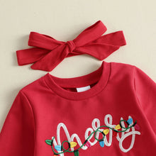 Load image into Gallery viewer, Girls Christmas Clothing Outfits Long Sleeve Embroidery Pullover Sweatshirts Tulle Skirts Headband | Infant Toddler Girls

