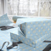 Load image into Gallery viewer, Gold Glitter Snowflakes Christmas Festive Wrapping Paper, Christmas Gift Wrap, Holiday Decor, Unique Gift Presentation, Seasonal Wrapping Supplies
