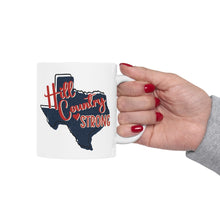 Load image into Gallery viewer, Hill Country Strong Distressed Texas Flag Coffee Cup | Hill Country Flood Relief Ceramic Mug | Donations to Texas Hill Country | 11oz &amp; 15oz Options
