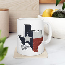 Load image into Gallery viewer, Hill Country Strong Distressed Texas Flag Coffee Cup | Hill Country Flood Relief Ceramic Mug | Donations to Texas Hill Country | 11oz &amp; 15oz Options
