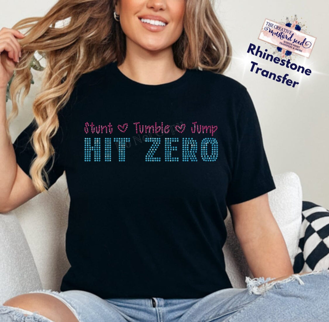 Made To Order Rhinestone Transfer | Stunt Tumble Jump Hit Zero (1-3 Business Day TAT)