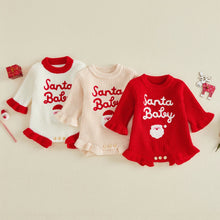 Load image into Gallery viewer, Newborn Baby Christmas Sweaters Rompers Letter Santa Claus Embroidery Crewneck Long Sleeve Knitted Jumpsuits
