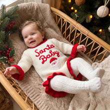 Load image into Gallery viewer, Newborn Baby Christmas Sweaters Rompers Letter Santa Claus Embroidery Crewneck Long Sleeve Knitted Jumpsuits
