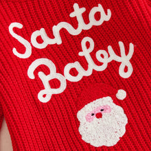 Load image into Gallery viewer, Newborn Baby Christmas Sweaters Rompers Letter Santa Claus Embroidery Crewneck Long Sleeve Knitted Jumpsuits
