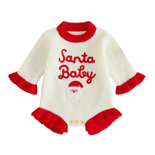 Load image into Gallery viewer, Newborn Baby Christmas Sweaters Rompers Letter Santa Claus Embroidery Crewneck Long Sleeve Knitted Jumpsuits
