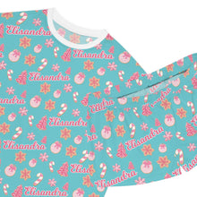 Load image into Gallery viewer, Personalize Christmas Cookie Women&#39;s Short Pajama Set- Custom Name Cute Sleepwear, Loungewear Gift for Her, Christmas Pajamas, Custom Name Pajamas
