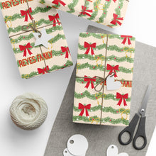 Load image into Gallery viewer, Personalized Christmas Garland and Bow Wrapping Paper- Christmas Gift Wrap, Custom Name Holiday Gift Wrap, Seasonal Wrapping Supplies
