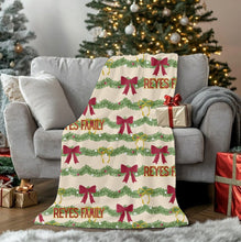 Load image into Gallery viewer, Personalized Christmas Garland and Bows Velveteen Plush Blanket - Soft Throw, Christmas Home Decor, Gift for Her, Customized Holiday, Christmas Tree

