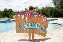 Load image into Gallery viewer, Personalized Ice Cream Drip Baseball Beach Towel, Summer Accessory, Gift for Baseball Player, Baseball Mom, Sports Towel, Poolside Towel
