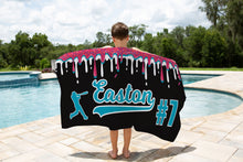 Load image into Gallery viewer, Personalized Ice Cream Drip Baseball Beach Towel, Summer Accessory, Gift for Baseball Player, Baseball Mom, Sports Towel, Poolside Towel
