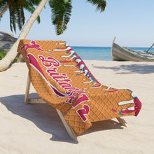 Load image into Gallery viewer, Personalized Ice Cream Drip Softball Beach Towel, Waffle, Summer Accessory, Softball Player Gift, Softball Mom, Sports Towel, Poolside Towel
