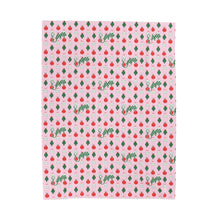 Load image into Gallery viewer, Personalized Pink Christmas Ornament Velveteen Plush Blanket - Soft Floral Throw, Christmas Home Decor, Gift for Her, Customized Holiday
