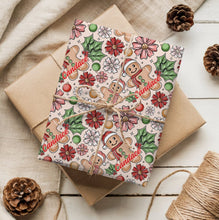Load image into Gallery viewer, Personalized Preppy Gingerbread Christmas Wrapping Paper- Christmas Gift Wrap, Custom Name Holiday Gift Wrap, Seasonal Wrapping Supplies
