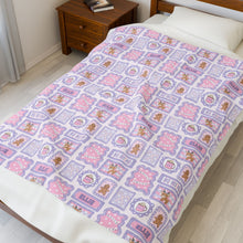 Load image into Gallery viewer, Personalized Purple and Pink Christmas Cozy Gingerbread Velveteen Plush Blanket - Soft Floral Throw, Christmas Home Decor, Gift for Her, Customized Holiday
